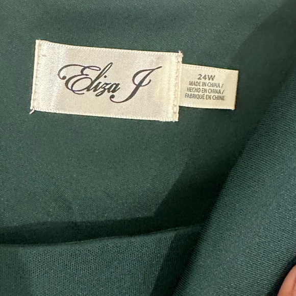 NWT ELIZA J Asymmetric Draped Ruffle Scuba Sheath Dress in Hunter Green Size 24w - Picture 7 of 13